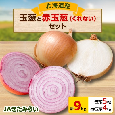 JAきたみらい「玉葱×5kg」・「赤玉葱(くれない)×4kg」セット【配送不可地域：離島・沖縄県】