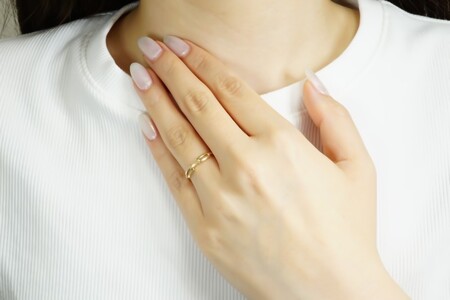 K10YG 地金チェーンデザインリング R4110-Y2