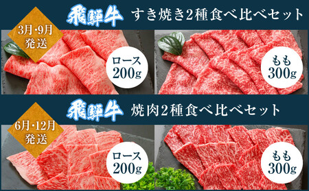 飛騨牛食べ比べセット（すき焼き・焼肉用）定期便【3月・6月・9月・12月発送】 | 和牛 ブランド牛 牛肉 ロース もも すき焼き 焼肉 セット 肉 お取り寄せ ギフト 飛騨高山 山武商店 LZ102