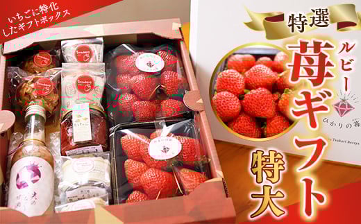 E009 特選いちごギフト（特大）いちごギフト（特大）詰め合わせ （光市産いちご 300g×2, 甘酒 330g×1, いちごジャム×1, 焼き菓子×6）【100セット限定】