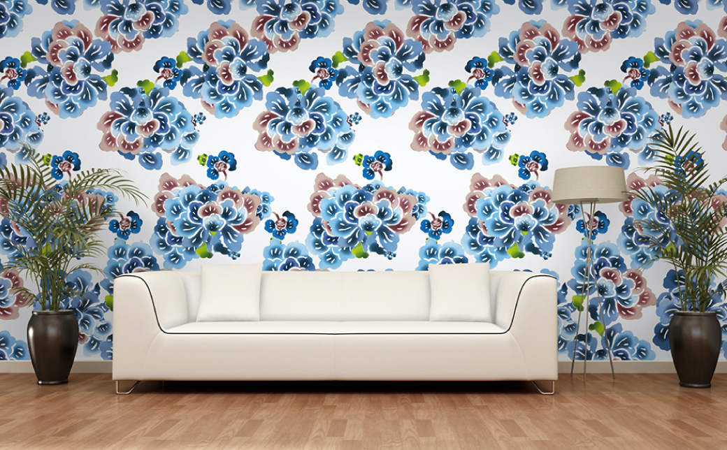 紅型壁紙 2m CUORE.white クオーレホワイト | 紅琉 BINRYU アラヤプランニング株式会社 | 沖縄 伝統工芸 びんがた 紅型 | 防炎 抗菌 壁紙 | テキスタイル インテリア モ