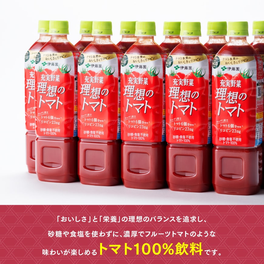 【9ヶ月定期便】伊藤園 充実野菜 理想のトマト ペットボトル 740g×15本【飲料 ソフトドリンク 野菜ジュース トマトジュース 全9回 定期便 健康 ヘルシー】