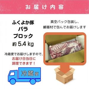 工場直送・鮮度抜群・ダイナミック【ふくよか豚】豚バラブロック 約5.4kg【配送不可地域：離島】【1711277】