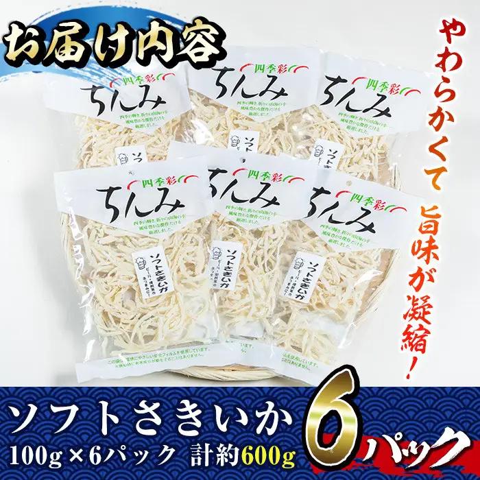 ソフトさきいか(計約600g・100g×6P)干物  海産物 常温 【E-26】【水永水産】
