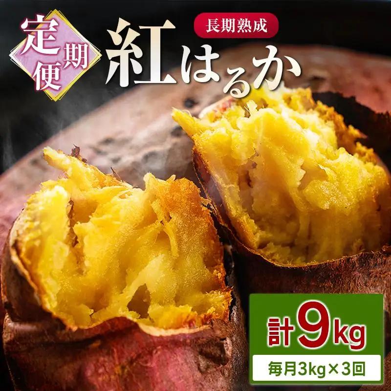 ＜定期便＞3回お届け！長期熟成 紅はるか 計9kg（3kg×3回）宮崎県都城市産 さつまいも サツマイモ