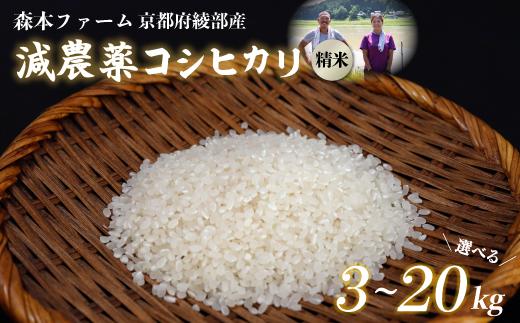 
            ≪選べる容量≫【令和6年産】令和6年産 減農薬コシヒカリ 精米 3kg～20kg 【 米 コシヒカリ こしひかり 3キロ 5キロ 10キロ 15キロ 20キロ 3kg 5kg 10kg 15kg 20kg 精米 白米 こめ コメ お米 おこめ 農家直送 減農薬 低農薬 綾部 京都 森本ファーム 】
          