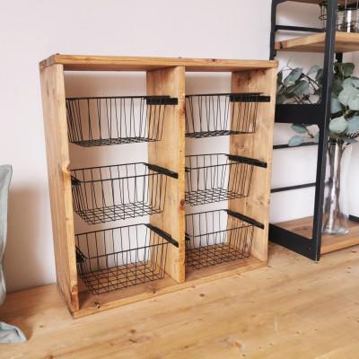 ふるさと納税 守口市 無垢材　ワイヤーバスケットシェルフ　6段　カゴ付 |  | 01