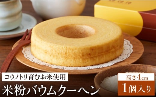【コウノトリ育むお米使用】米粉バウムクーヘン（高さ 4cm）1個 / バームクーヘン
