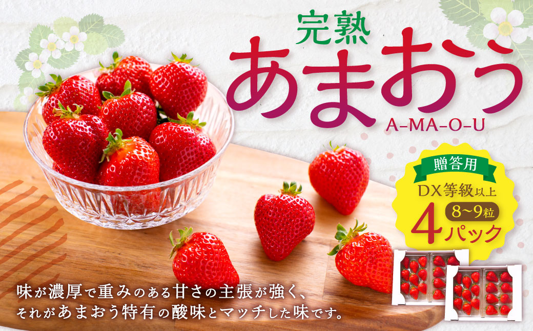 
            完熟あまおう 贈答用4パック いちご 苺 イチゴ フルーツ 果物 くだもの あまおう ギフト 冷蔵 苅田町 【2026年1月上旬-3月上旬発送予定】
          