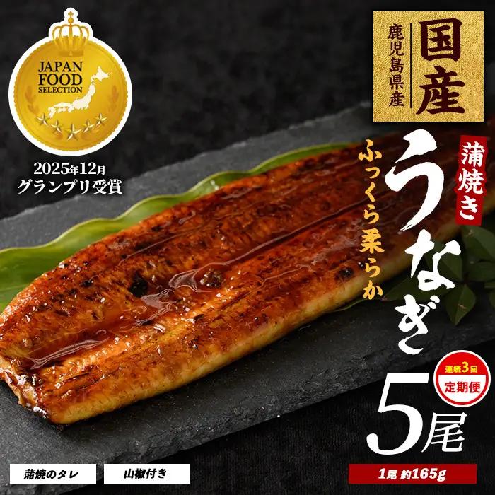 うなぎ 全3回 定期便 連続 鹿児島県産 うなぎ 蒲焼 5尾 約825g IBZ021-006