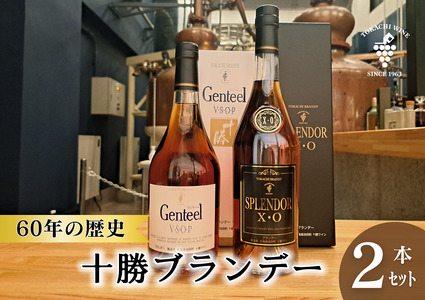 高級十勝ブランデー2本セット 計1.4L ブランデー XO VSOP 高級 15年熟成 各1本700ml×2本 アルコール40% ジェンティール スプレンダー 60年の歴史
