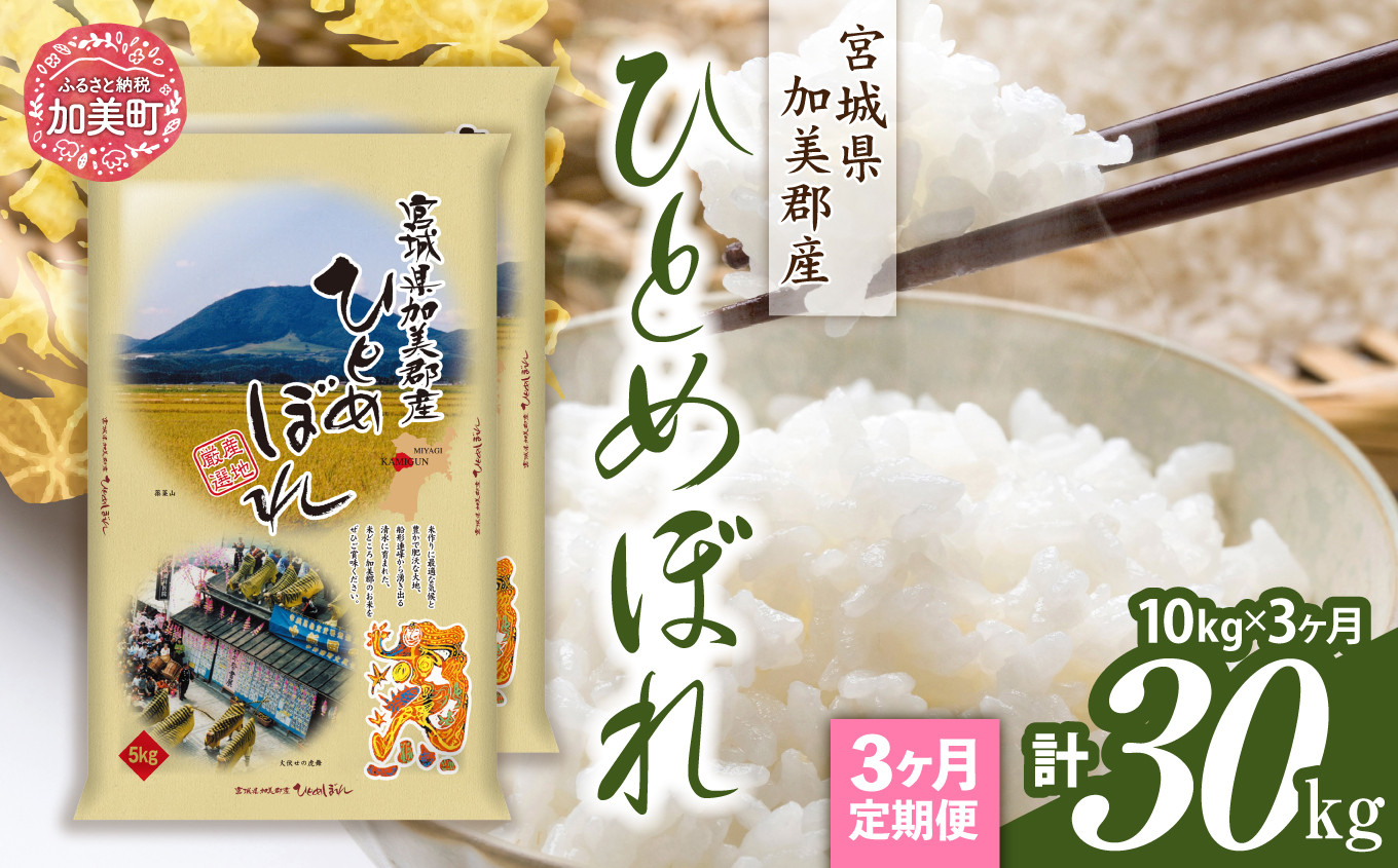 
            【定期便3回】令和6年産 宮城県加美産 ひとめぼれ 10kg(5kg×2）×3回 [カメイ 宮城県 加美町 ] お米 こめ コメ 精米 白米 | km00021-r6-10kg-t3
          