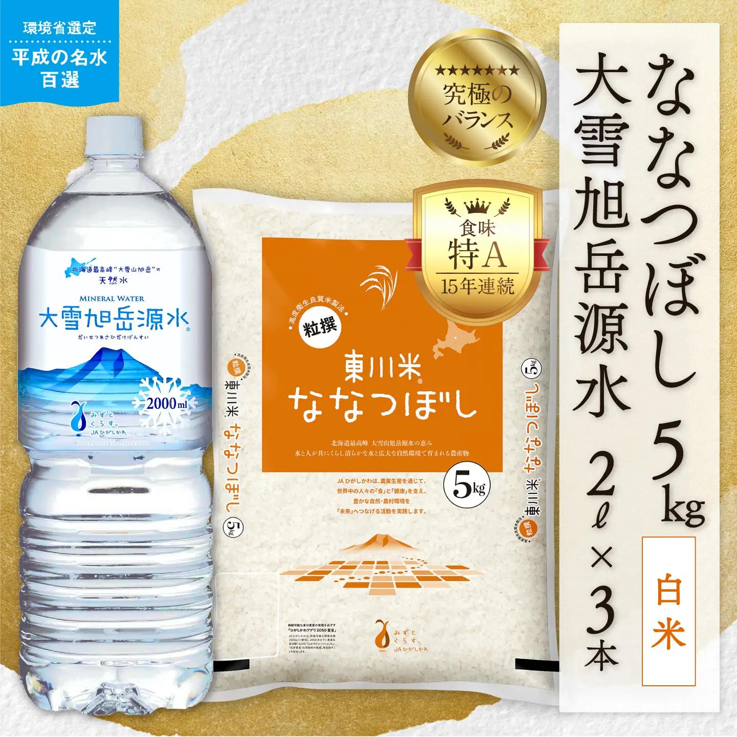 【 令和８年産 新米 】 北海道 東川米 ななつぼし「白米」5kg+水セット（2026年10月中旬発送予定） 