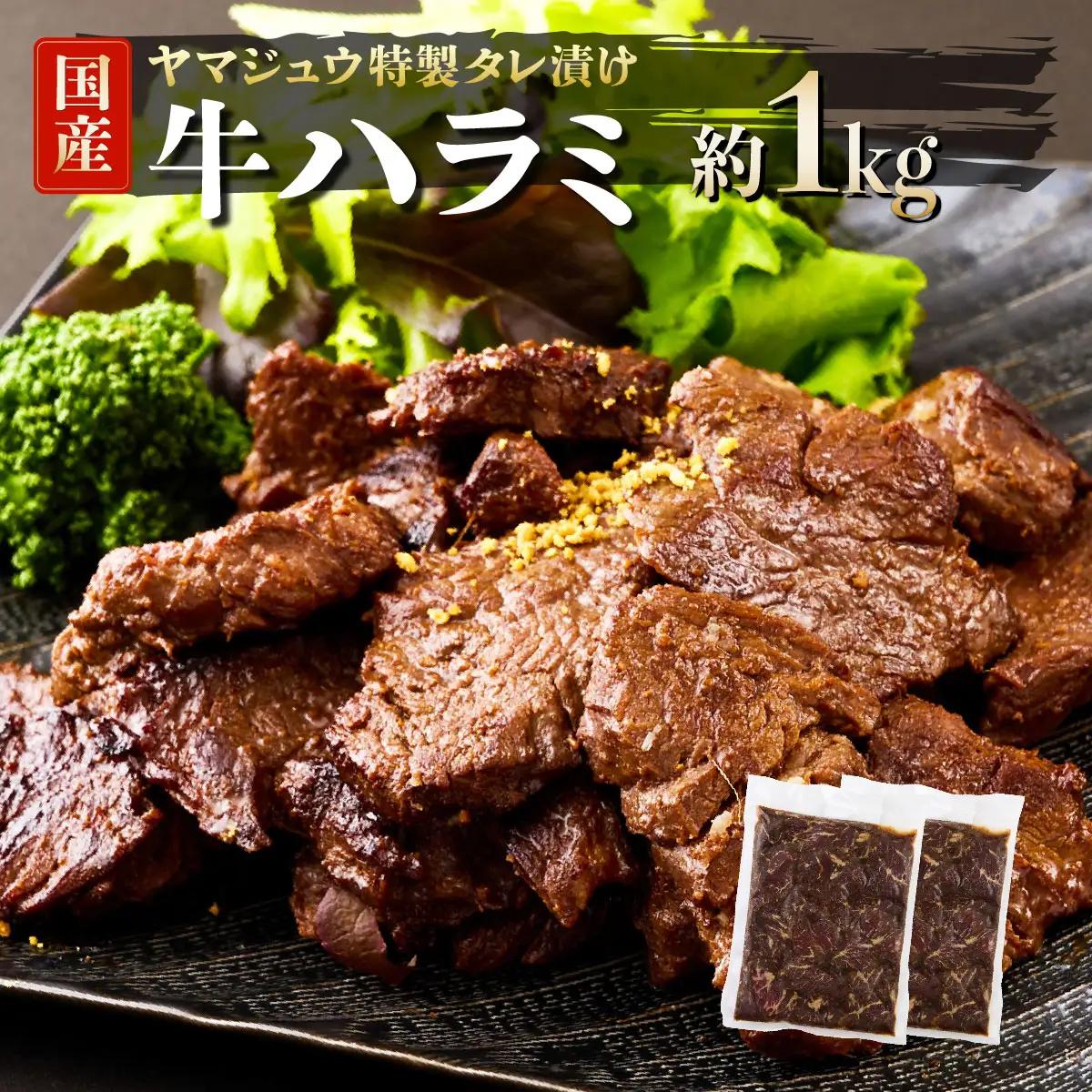 ヤマジュウの特製タレ漬け！牛ハラミ肉１ｋｇ FN-Limited-PR