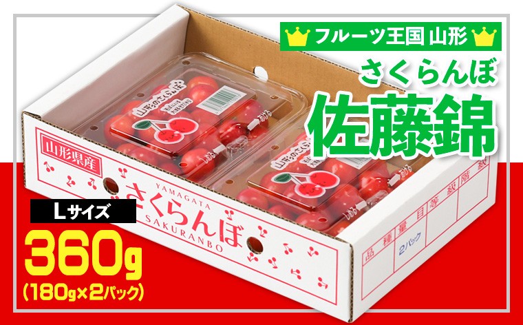 
            ☆フルーツ王国山形☆さくらんぼ 佐藤錦 Lサイズ 360g(180g×2パック) 【令和8年産先行予約】FS25-558 くだもの 果物 フルーツ 山形 山形県 山形市 2026年産
          