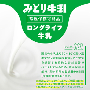 みどり牛乳(200ml×48本) ミルク 常温保存 長期保存 ロングライフ商品 乳飲料 乳製品 大分県 佐伯市 防災【GT01】【九州乳業株式会社】