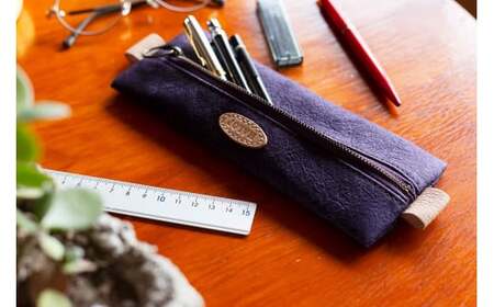 和紙と播州織のフラットペンケース（紫色）[1144]