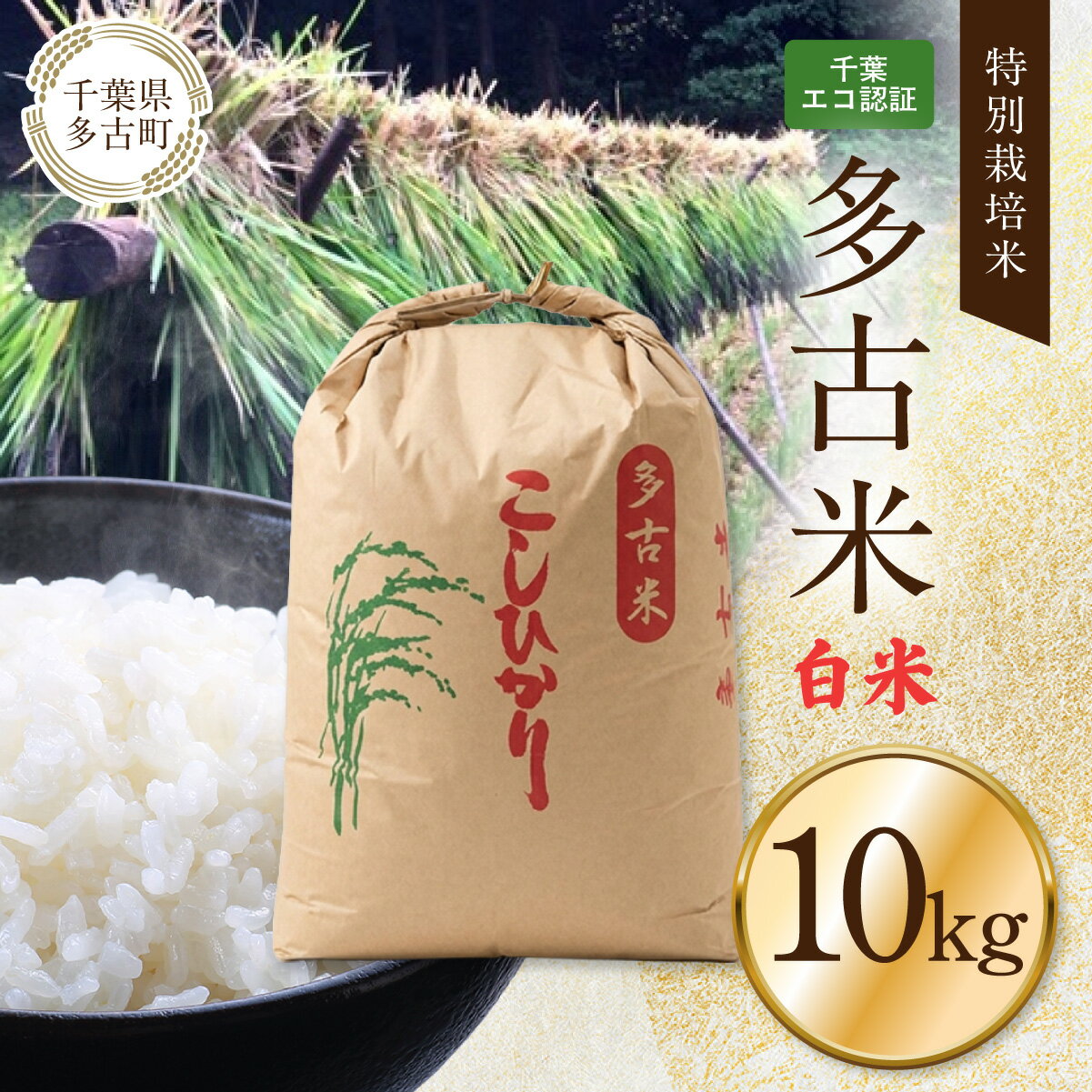 【ふるさと納税】千葉エコ認証　特別栽培米多古米「コシヒカリ」白米10kg TAKJ004
