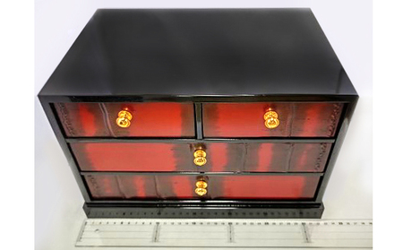 新潟特産竹塗　ミニ整理箪笥  3段小引出4引き 民芸品 工芸品 伝統技術 インテリア 小物入れ レターケース お菓子箱 引き出し 