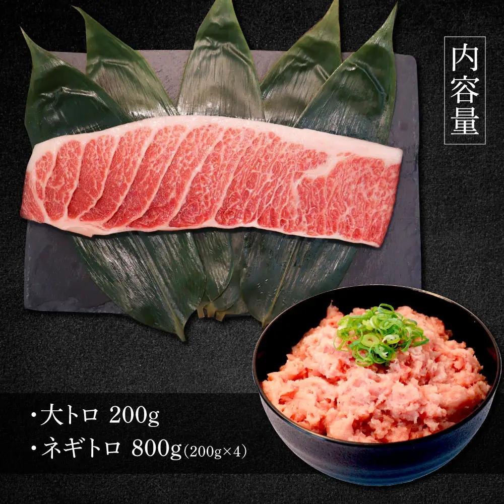 本マグロ 大トロ200g ネギトロ800g(200g×4)  高知県土佐市 【株式会社大熊】 [BQAA042]