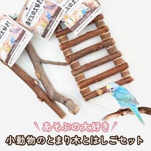 あそぶの大好き　小動物のとまり木とはしごセット | ハムスター 小鳥 おもちゃ