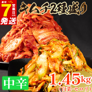 【 旨辛 】 中辛 白菜 キムチ 1kg+ セロリキムチ 450g 計1.45kg  小分け