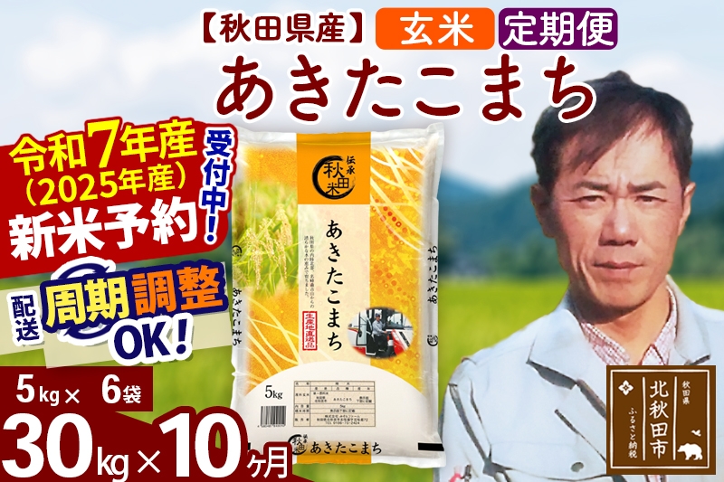 
            ※令和7年産 新米予約※《定期便10ヶ月》秋田県産 あきたこまち 30kg【玄米】(5kg小分け袋) 2025年産 お届け周期調整可能 隔月に調整OK お米 みそらファーム
          