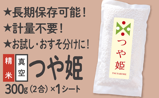 【配送先寄附者様限定】山形県産 つや姫 真空パック 2合 1シート