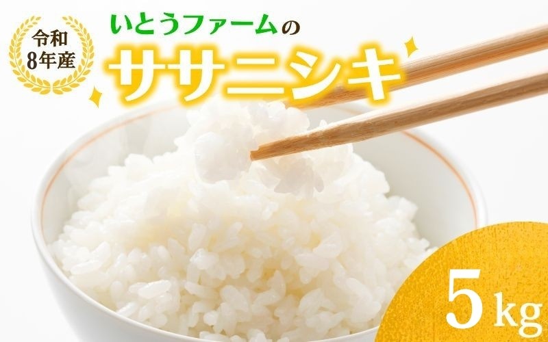
                  いとうファームの令和8年産「ササニシキ」白米 5kg ※2026年11月より順次発送予定
                