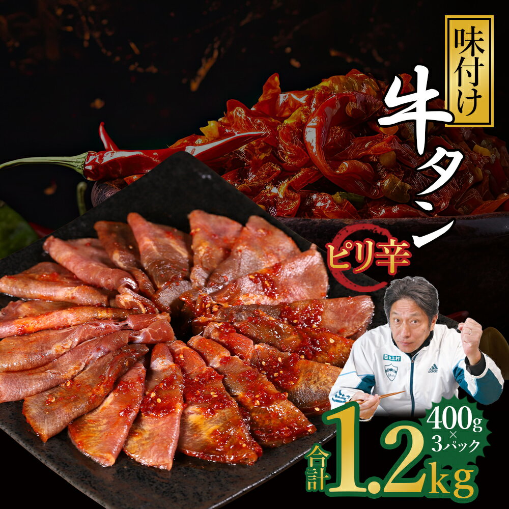 【ふるさと納税】 味付け牛タン 1.2kg 牛タン 薄切り スライス 訳あり 味付け (ピリ辛味) 冷凍 小分け お取り寄せグルメ 熊本県 水上村