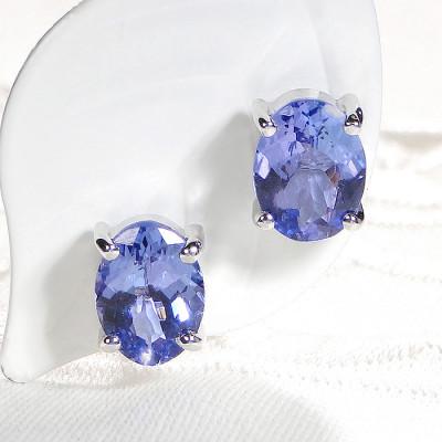 ふるさと納税 韮崎市 天然タンザナイト 大粒 オーバル プラチナ PT900 スタッドピアス  【f221-ov-pt】 |  | 01