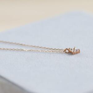 【K10ピンクゴールドダイヤモンドネックレス】大人気 ダイヤモンド0.132ct 可愛い4枚花びら 長さ40cm KN01001D / 金 ゴールド ダイヤ ジュエリー アクセサリー ギフト プレゼン