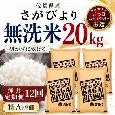 ふるさと納税 多久市 【毎月定期便】【無洗米】さがびより20kg(5kg×4袋)(多久市)全12回