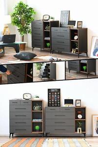 チェスト ハイタイプ 5段 ブラウン リビング収納 幅90cm 木製チェスト 洋服収納 引出し 大川 家具 ブラウン