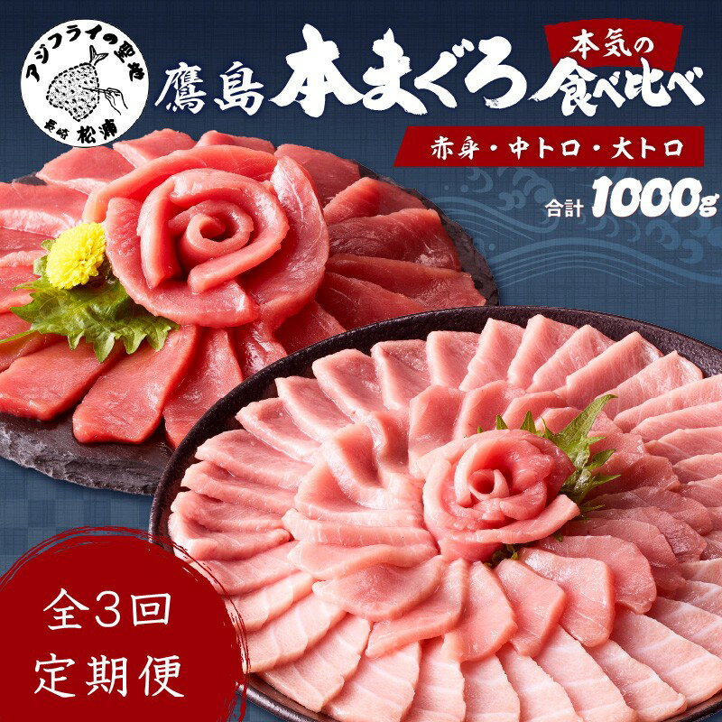 【ふるさと納税】【全3回定期便】鷹島本まぐろ 赤身・中トロ・大トロ合わせて1000g【K26-001】