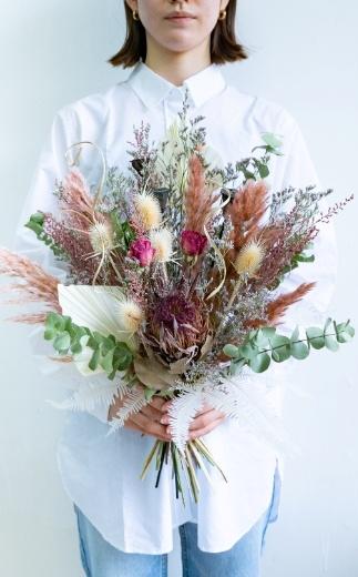 【花瓶アレンジ】ドライフラワーブーケ ピンク Large