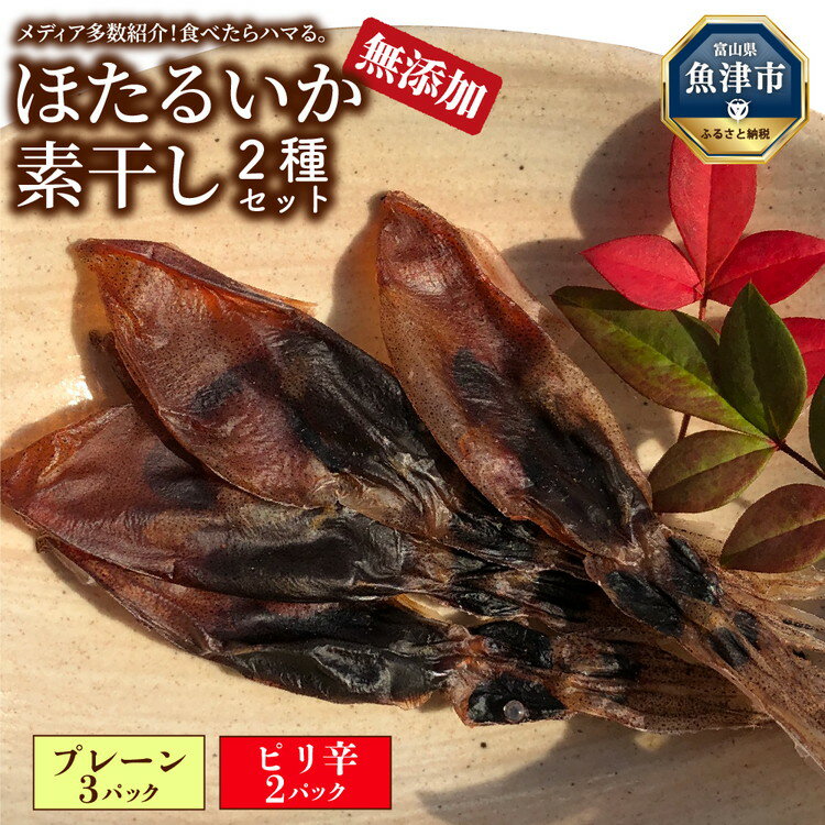 【ふるさと納税】ほたるいか 素干し 2種 5袋 セット オリジナル ピリ辛 全国水産加工業協同組合連行会会長賞受賞 浜浦水産 おつまみ つまみ 珍味 いか イカ 干物 ひもの 魚介 魚介類 海鮮　【 ホタルイカ 】