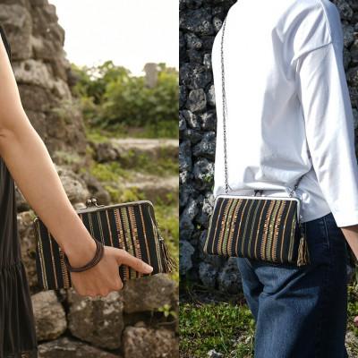 ふるさと納税 糸満市 shuriori minibag 濃紺 手織りの首里道屯織ミニバッグ |  | 03