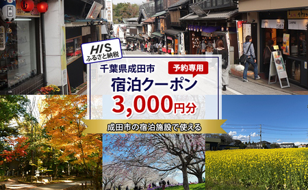 宿泊予約クーポン HIS 成田市 宿泊予約クーポン【3,000円分】