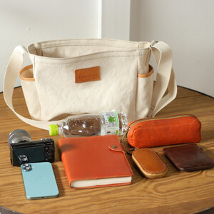 【ベージュ×イエローレザー】SB-07 倉敷帆布×革 レザー ショルダーバッグ