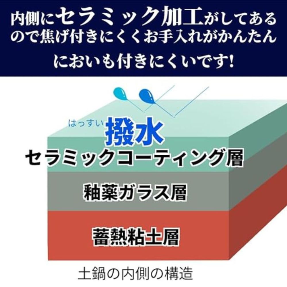 【萬古焼（ばんこやき）】6号 モノトーン土鍋 セラミックコーティング 内山製陶所│土鍋 1人用 セラミック 直火用 電子レンジ対応 お手入れ簡単 食洗器対応  三重県 四日市市 ふるさと納税_イメージ