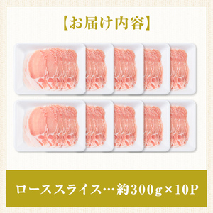 【B05044】鹿児島県産豚ローススライス(計約3kg・300g×10パック) 鹿児島   豚肉 お肉 ロース スライス しゃぶしゃぶ 野菜炒め 生姜焼き【大将食品】
