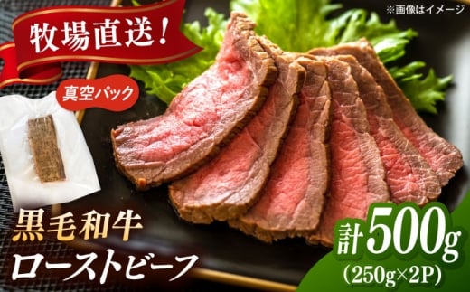 【黒毛和牛 ローストビーフ】 高手牧場産直のローストビーフ  500g（250g×2）　桂川町/宅配弁当 輪 [ADCC003] 牛肉 牛 国産 冷凍 ビーフ