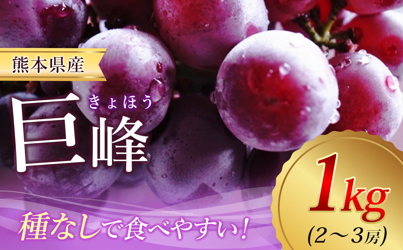 
                  巨峰 約 1kg（2～3房） ｜ フルーツ 果物 ぶどう 葡萄 新鮮 農家直送 熊本 玉名 くまもと たまな
                
