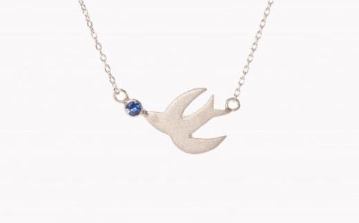 プラチナ スワロウズギフトペンダント つや消し仕上げ サファイア付き sese urban mining jewelry ネックレス ジュエリー レディース アクセサリー