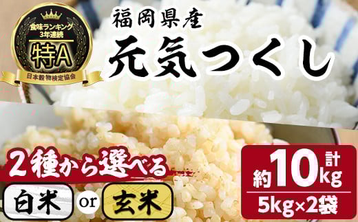 
                  ＜数量限定・選べる白米 or 玄米＞令和7年産 福岡県産 元気つくし(計10kg・5kg×2袋) お米 こめ コメ 精米 玄米 ブランド米 10キロ ごはん ご飯 常温 常温保存【ksg1330】【おどろきっちん】
                