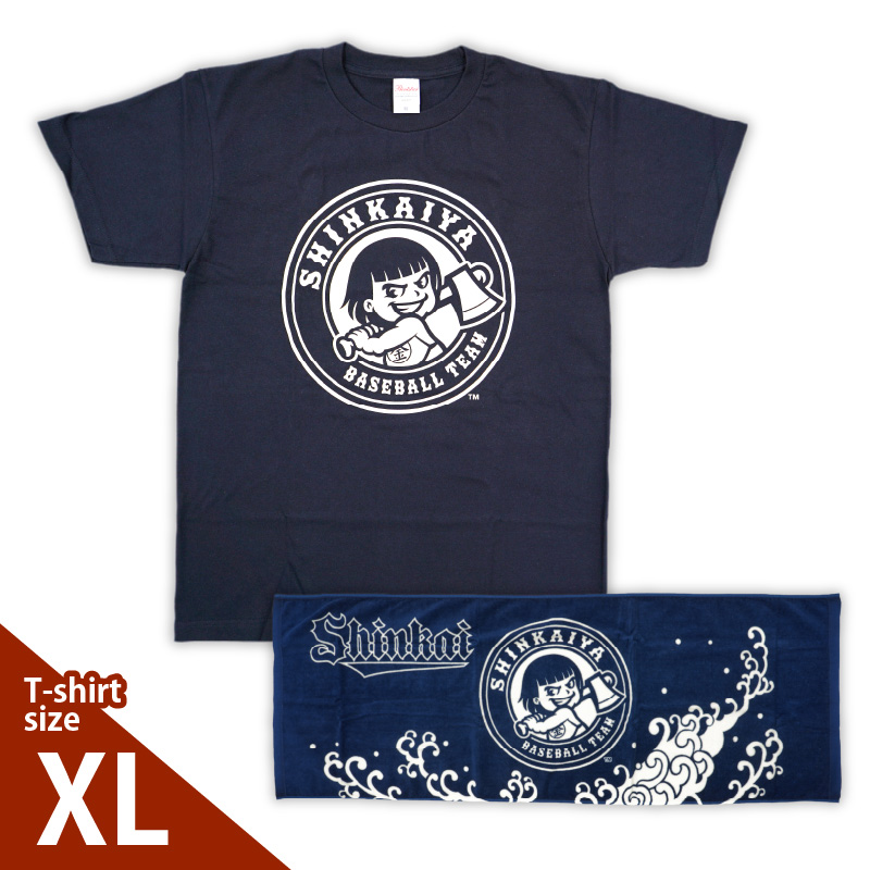 新海屋硬式野球部　チームロゴ入りＴシャツ XLサイズ・タオルセット　N018-ZC411-04