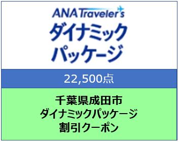 千葉県成田市 ANAトラベラーズダイナミックパッケージ割引クーポン22,500点分