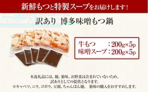 【先行予約】訳あり 博多味噌もつ鍋 10人前（2人前×5セット）お取り寄せグルメ お取り寄せ お土産 九州 福岡土産 取り寄せ グルメ MEAT PLUS CP048er