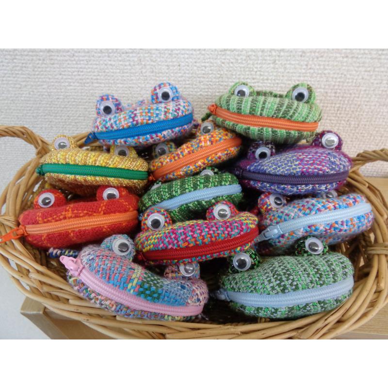 【ふるさと納税】かえるちゃん　（ポーチ） 小物入れ 手織り 新潟市